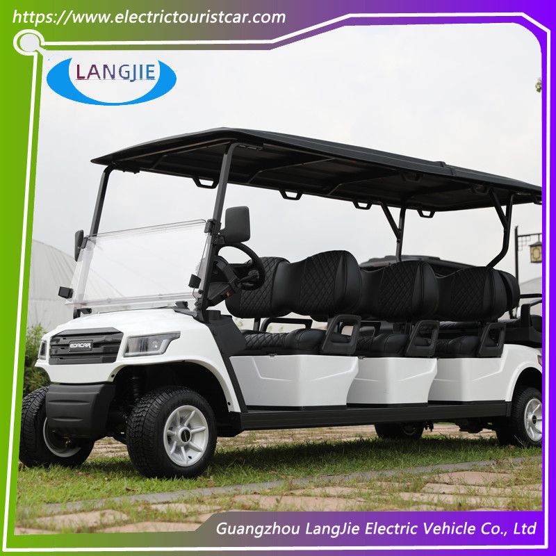 White Color Electric Club Carts 48V Battery-operated 8 Seater AC Motor Golf Buggy
