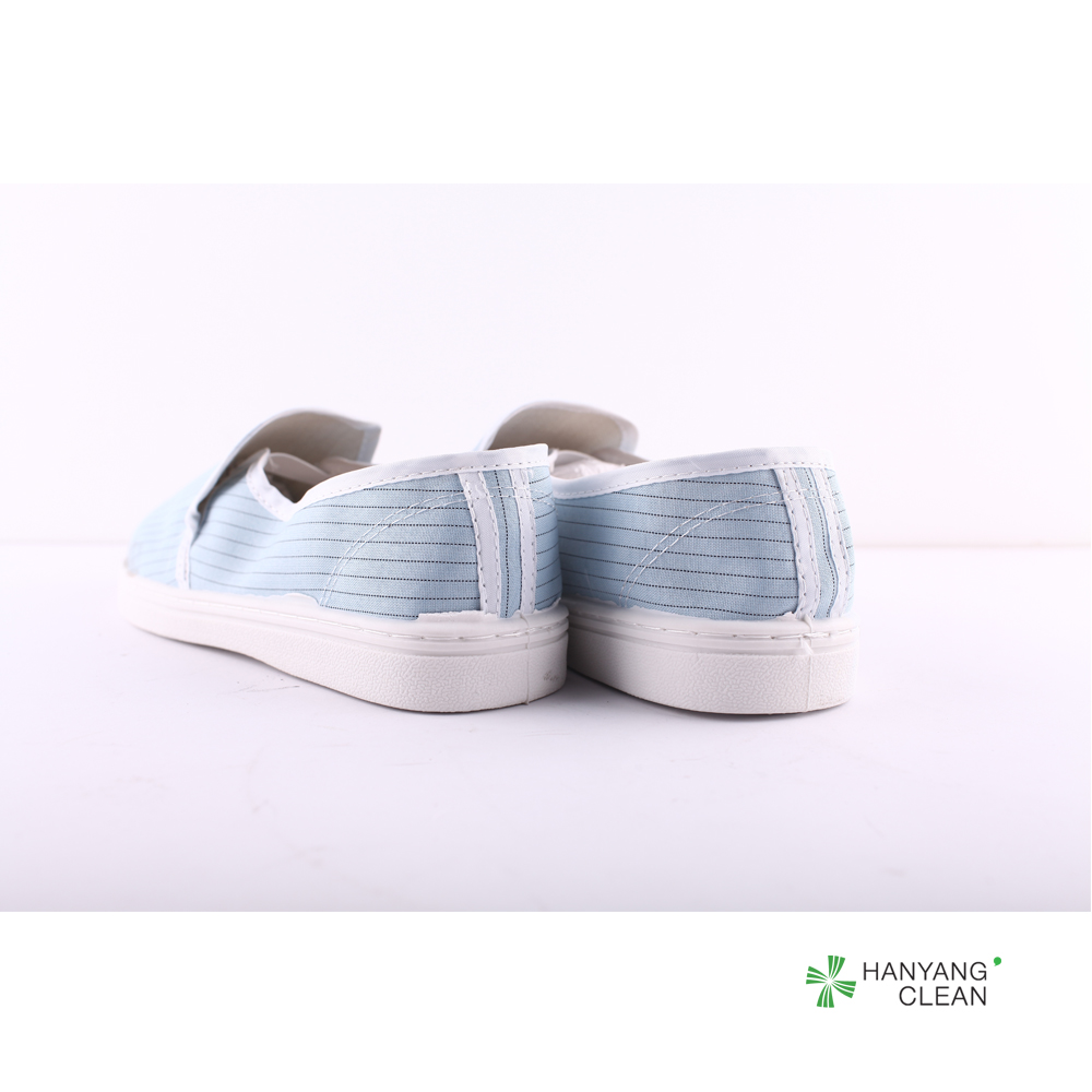 Pharmaceutical factory cleanroom stripe canvas PVC sole shoe breathable esd antistatic shoes