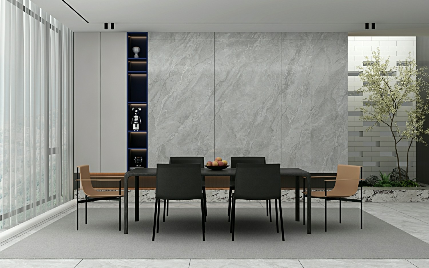 Gray Stunning Retro Outside Wall 900x1800x9mm Glazed Polished Porcelain Tile ISO9001 For Decoration And Design