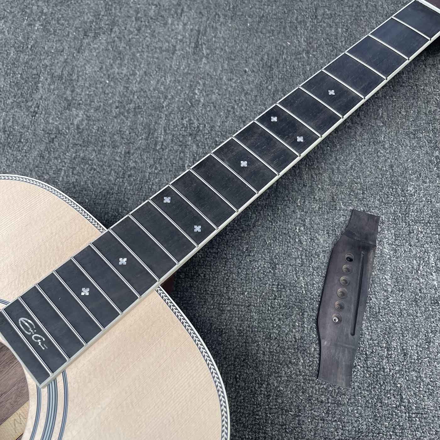 Custom 40 inch OM45 body DIY KIT Acoustic Guitar with Herringbone Binding no Painting