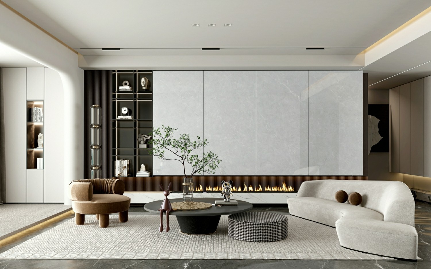 Wear-Resistant 900x1800x9mm Durable Interior Floor SGS Glazed Polished Porcelain Tile For Bedroom And Apartment
