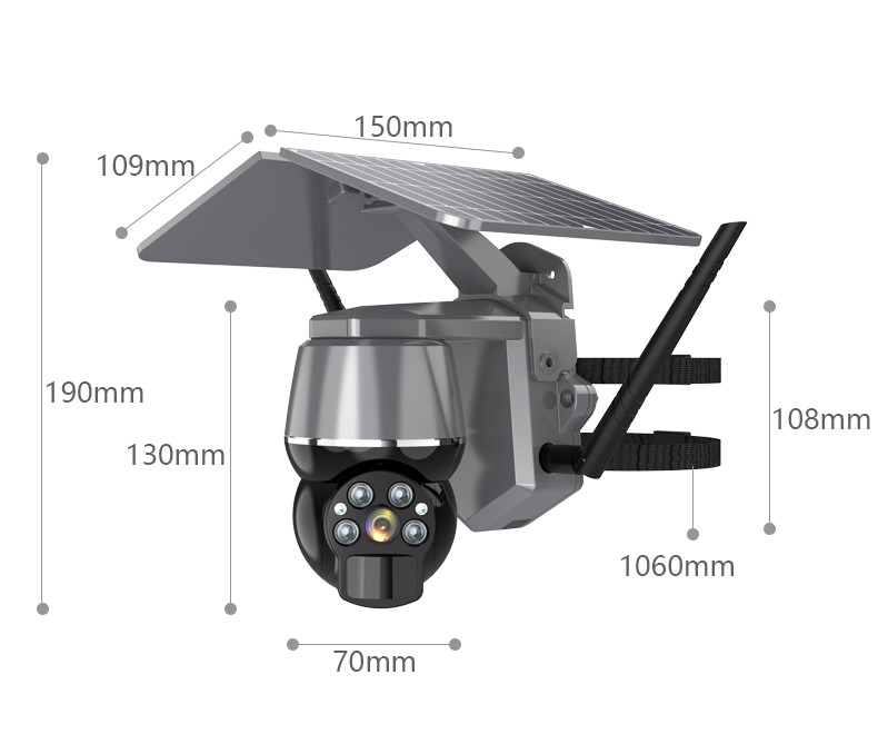 Wifi CCTV Solar Powered Wireless PTZ Camera Download Videos Remotely