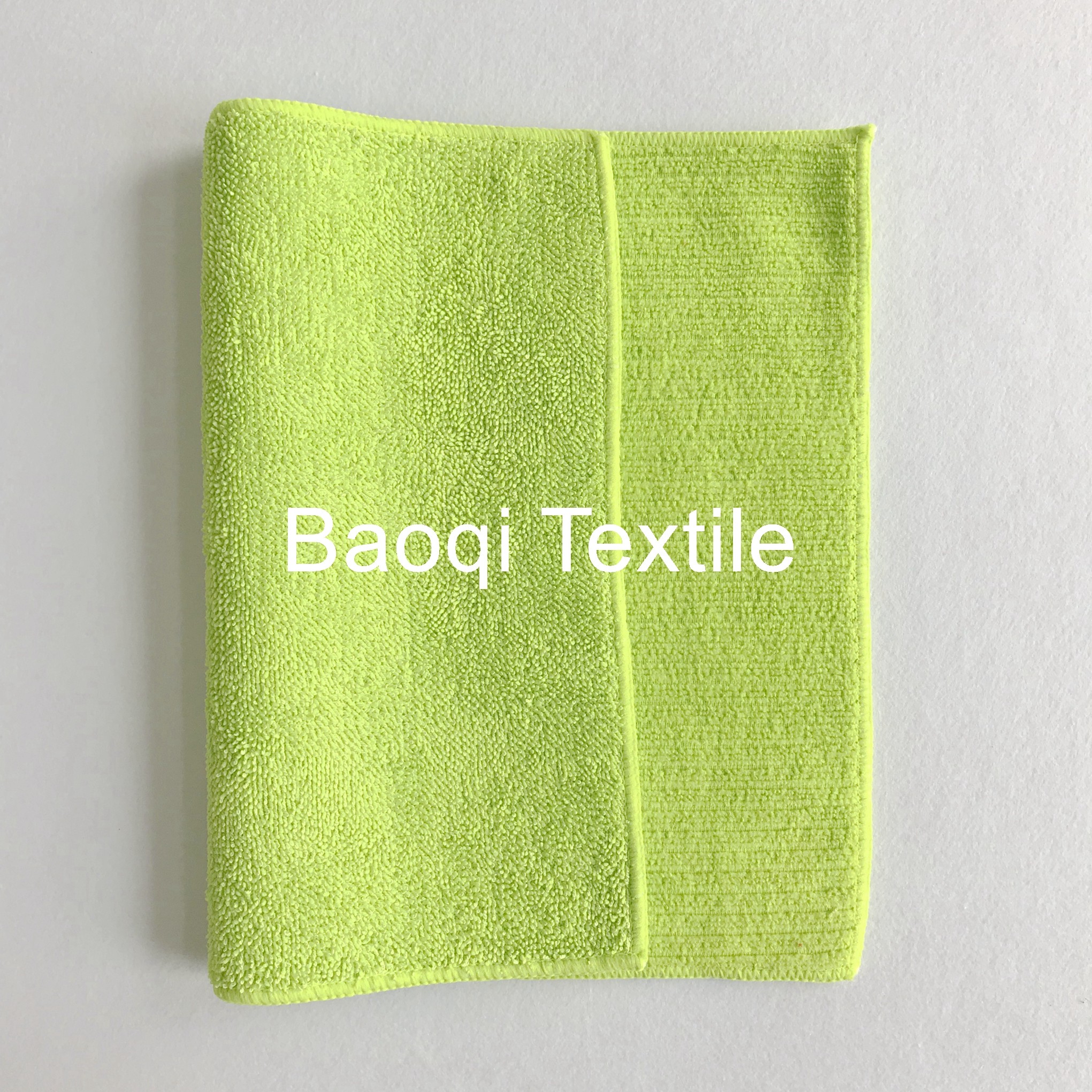 Green 2 layersthick twist solid microfiber dish rags， tea towels wipes,single side kitchen cleaning rags size 40*40cm