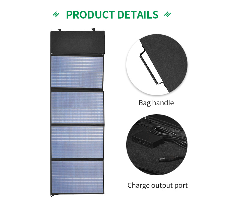 EU Warehouse High Efficiency PET Monocrystalline Solar Foldable Panel 140w Solar Folding Bag for Mobile Phone
