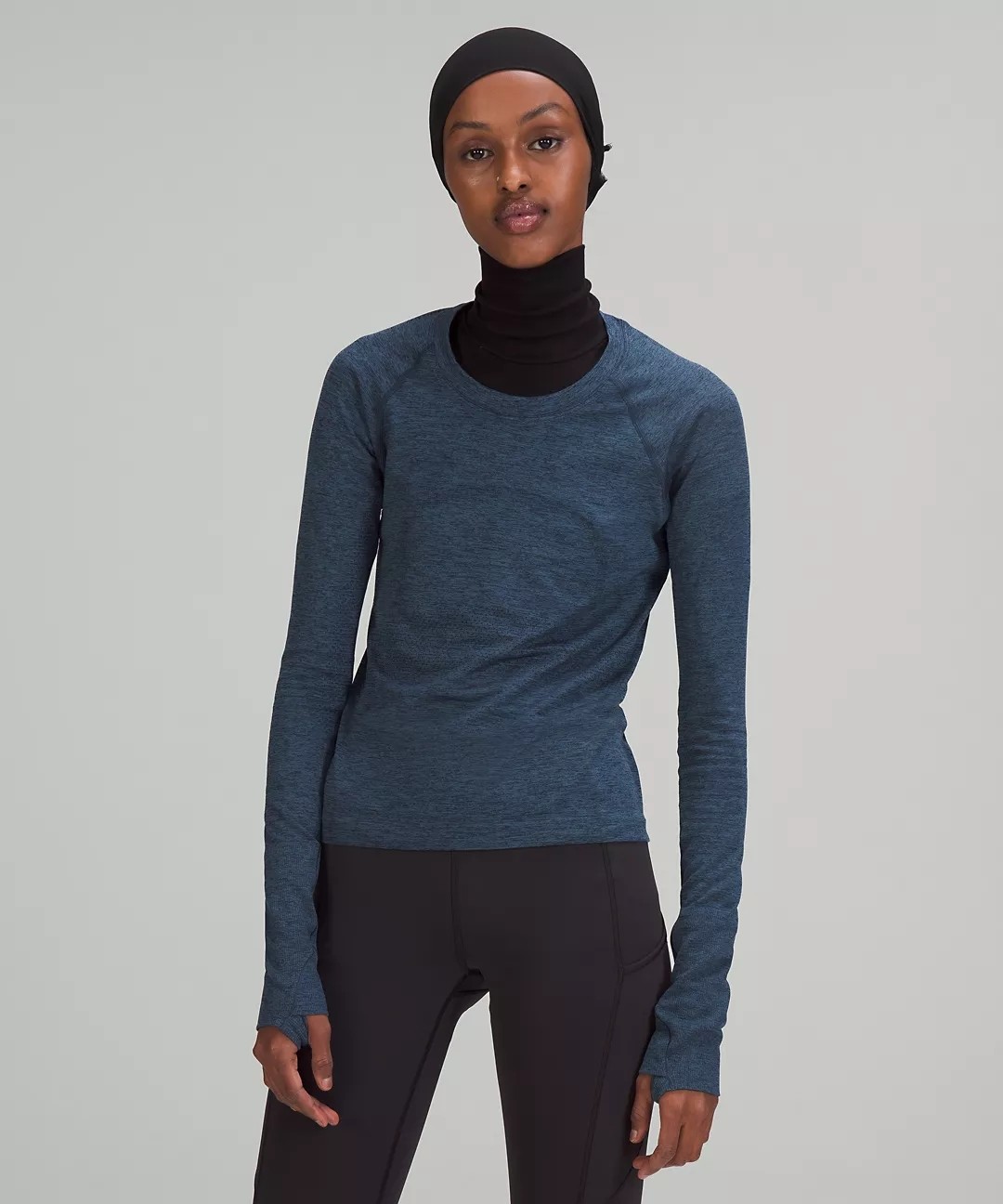 Polyamide Elasticity Ladies Long Sleeve Running Top Black Color