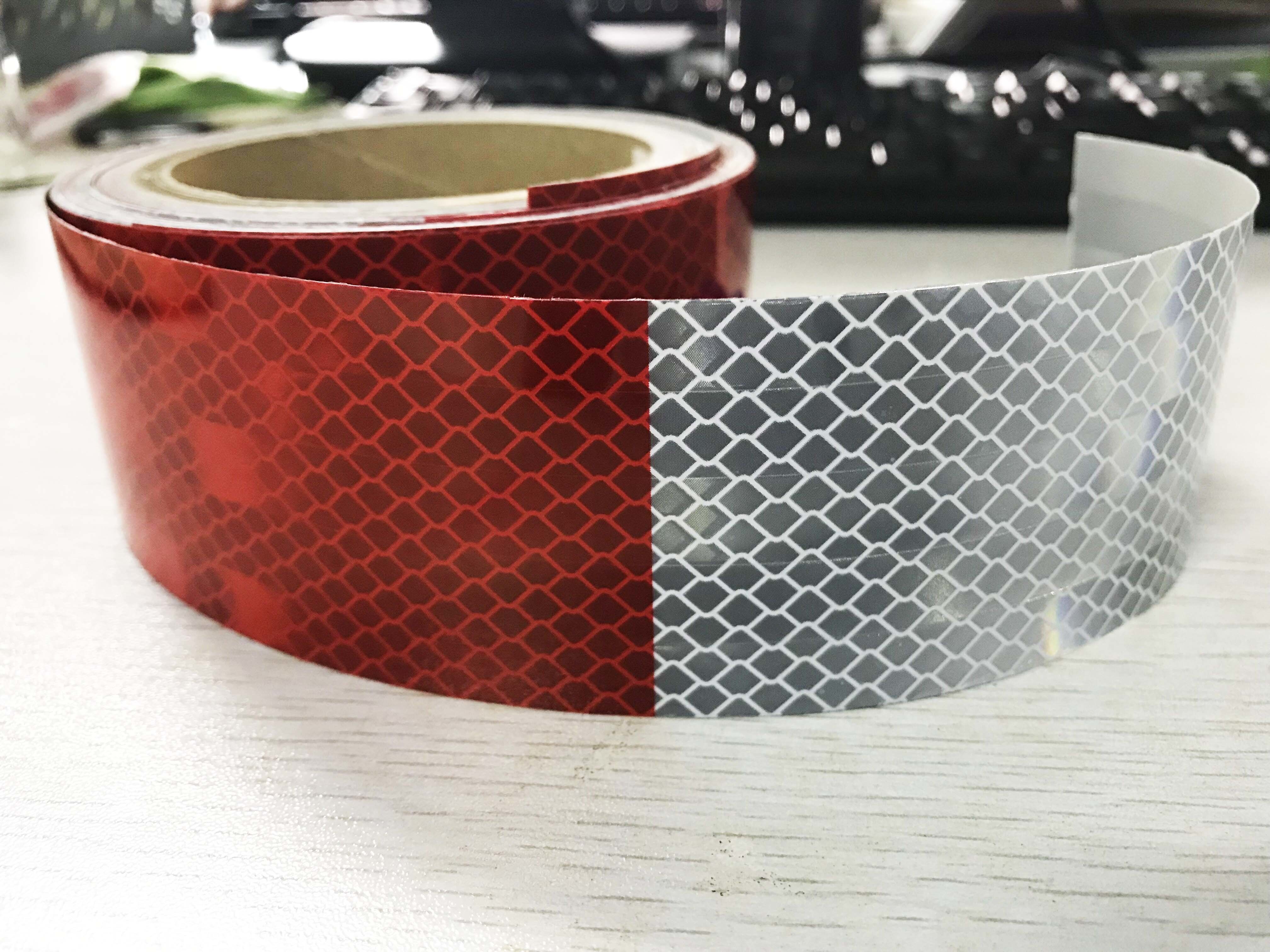 White Red Carriage Size 0.05×50m Automotive Reflective Tape High Brightness