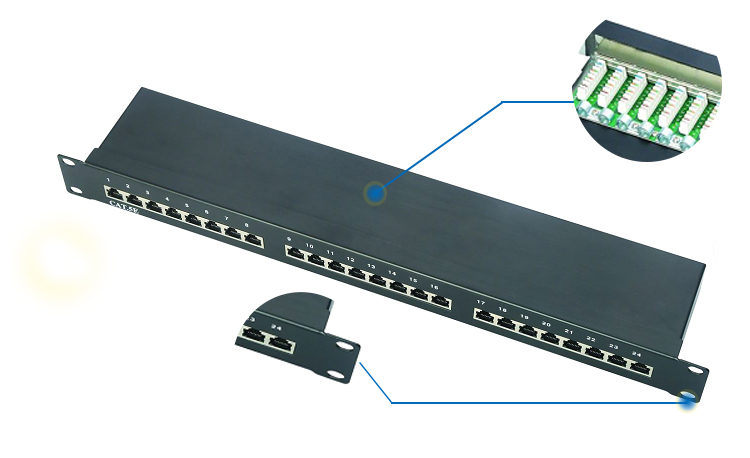 P5324S-C5E 24 Port Patch Panel Cat5e Dual IDC Contacts Design Long - Term Usage