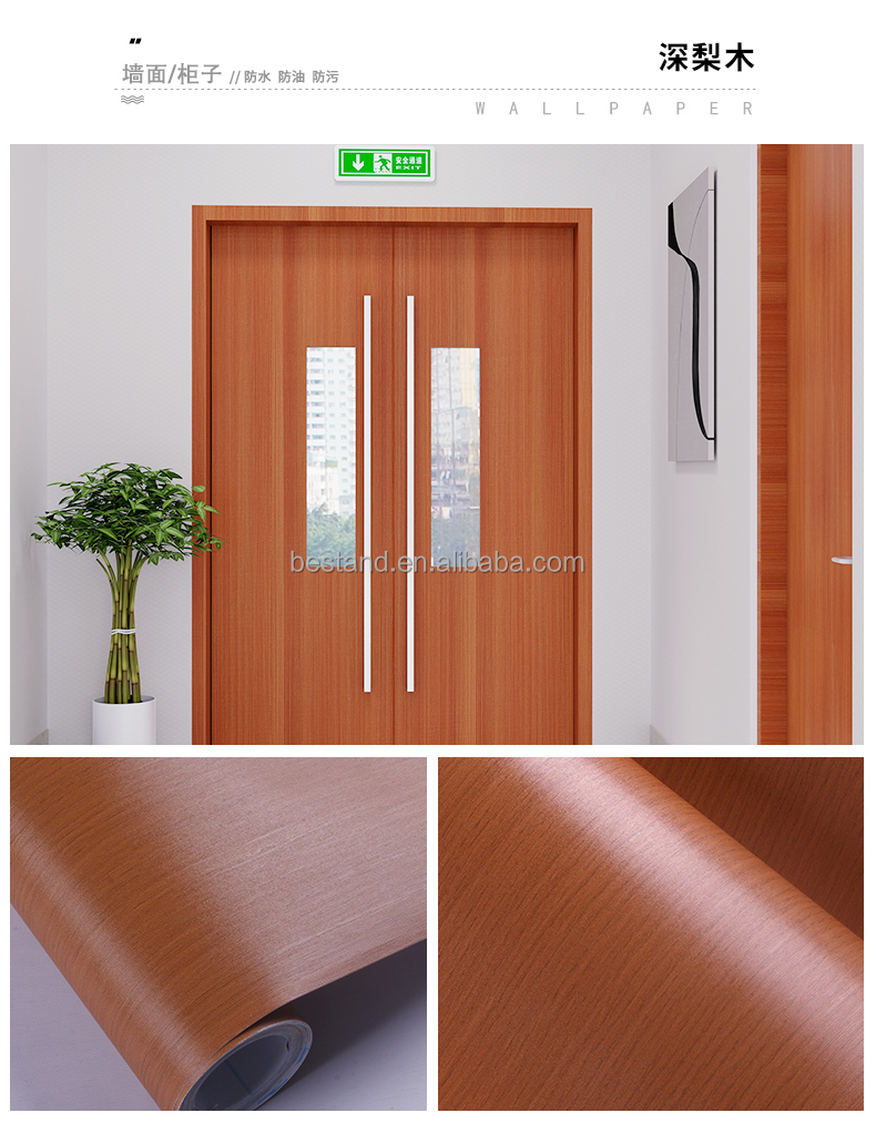 Heat Insulation Wood Grain Wallpaper Geometric Wood Effect Wall Paper
