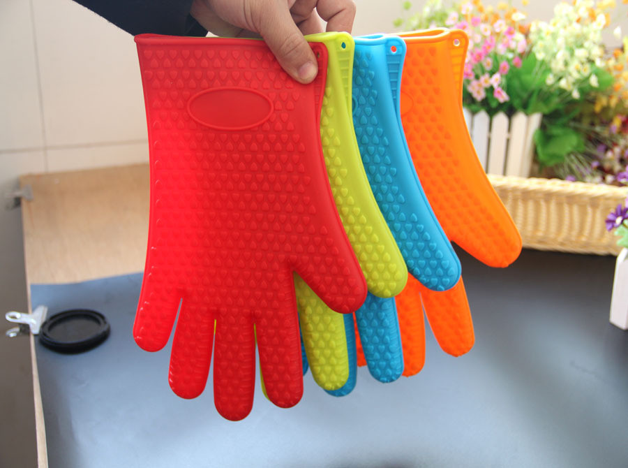 Heat Resistant Silicone BBQ Grill Oven Gloves, Silicone BBQ Grill Oven Mitt