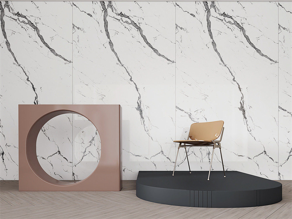Carrara 1600x3200mm Polished Glazed Porcelain Sintered Stone Slab For Villa Design And Project