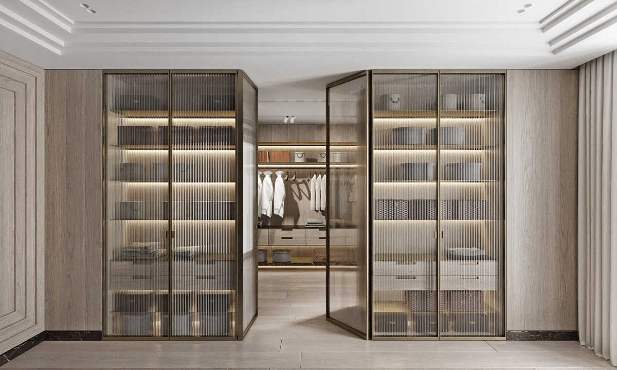 Modern Wood Melamine Bedroom Cabinets Walk in Closet System for Luxury Living Spaces