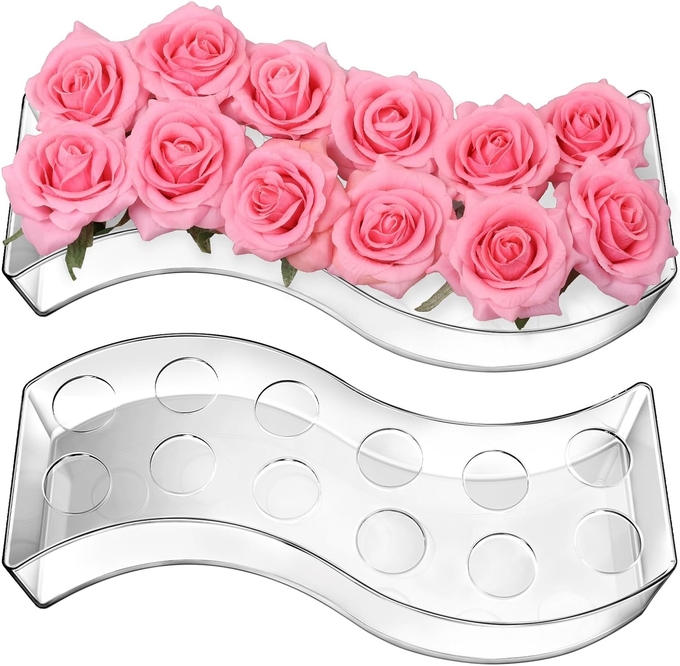 12 Holes Round Acrylic Flower Box Floral Stands For Home Decor Or Wedding Table