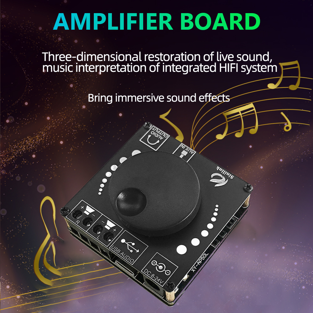 2x50W Dual Channel Speaker 3.5mm AUX Audio Stereo BT 5.0 Amp Digital HIFI Power Amplifier Board