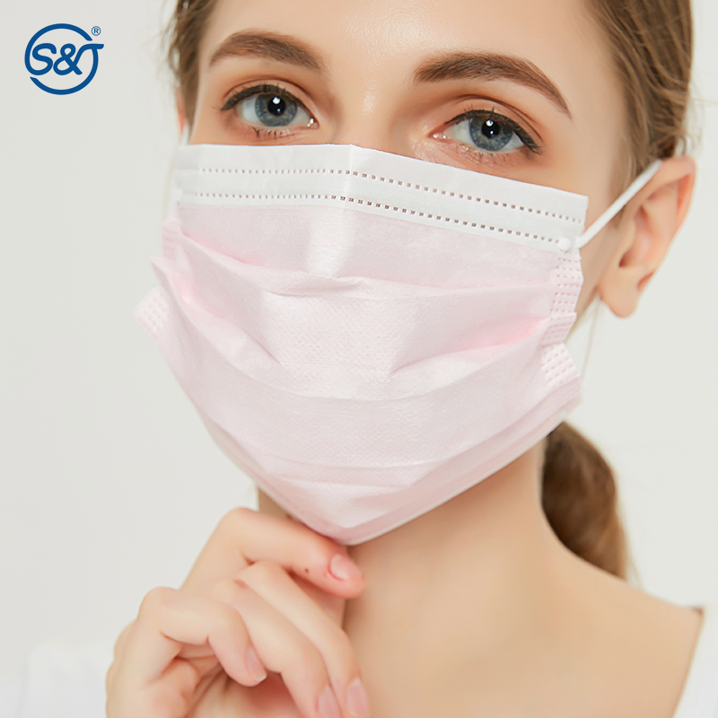 S&J "Secure+" Disposable Face Mask in Lavender Medical Grade ASTM F2100 LEVEL1 Extended Coverage Secure Fit 4 Pleats Double Wire