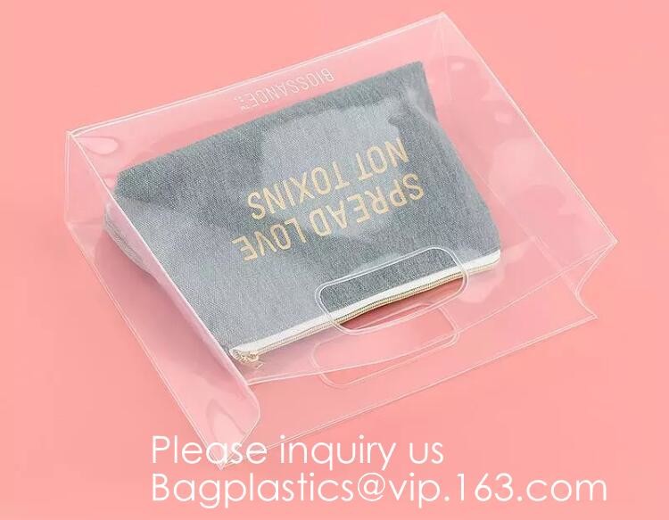 Vinyl Transparent PVC Gusset Bag Plastic Tote Shopping Bag For Packaging TPU Laser Makeup Handbag PVC Cosmetic Shopping