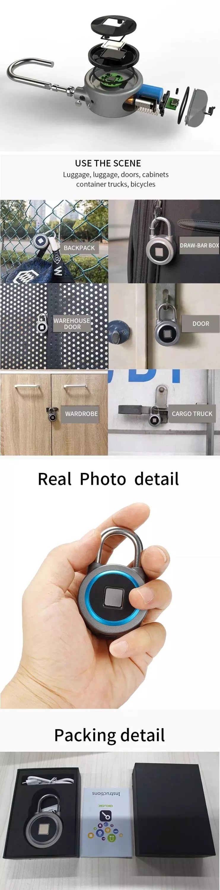 Luggage Bluetooth Spot Travel Smart Fingerprint Padlock
