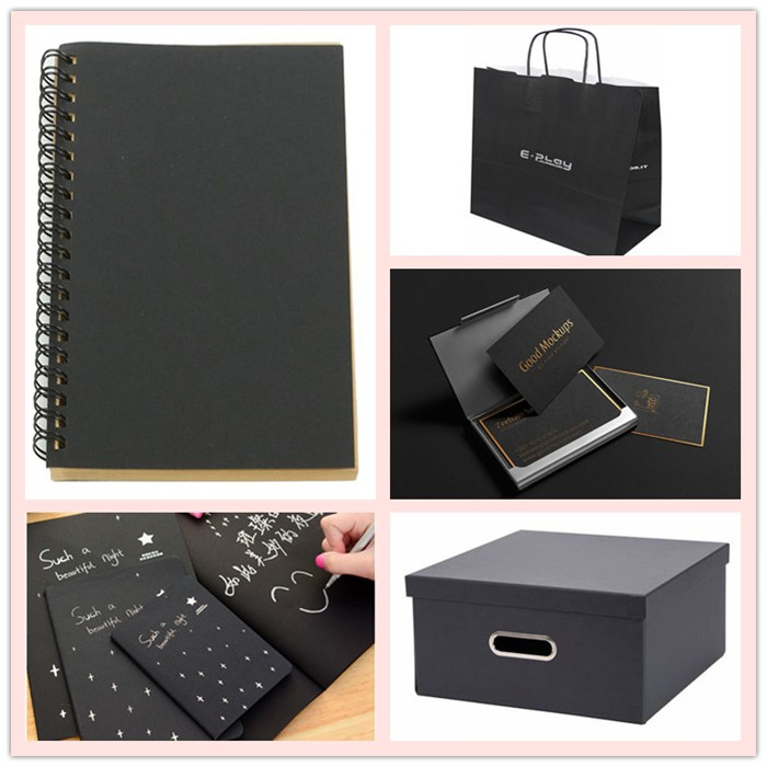 Recyclable 250g Black Cardboard Paper Sheets With Good Folding