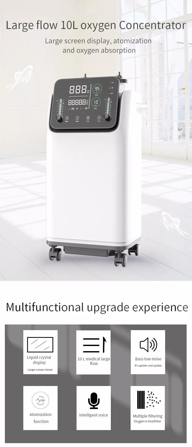 Household 10L Portable Oxygen Concentrator 93% Purity