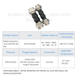 2" Round Head Wire Buckle Rubber Expansion Joint Pipe Compensator Silicone White