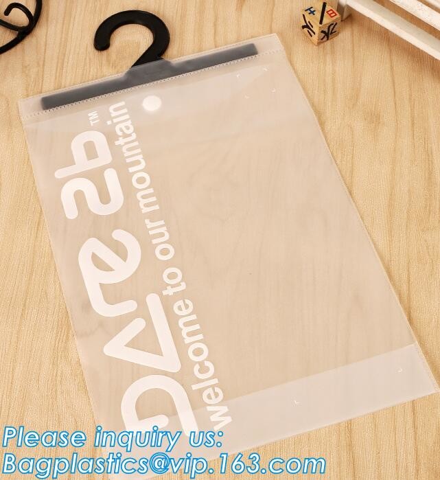hanger bag with zip lock on the top,Frosted Zip lockk bag EVA PVC hanger bag for clothes, EVA frost drawstring bag, Froste