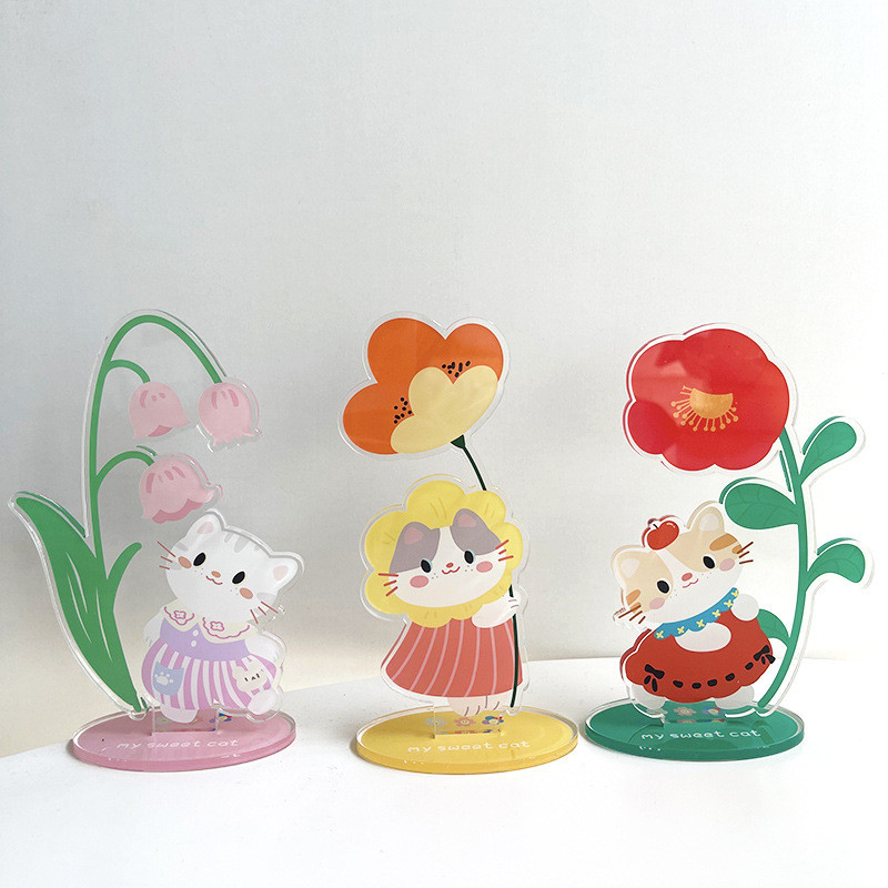 Custom Cute And Clear Acrylic Desktop Stand With UV Printing As Photo Frame And Acrylic Note Holder