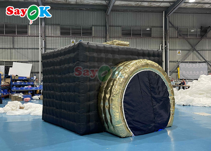 Inflatable Party Decorations Black Led Inflatable Camera Photo Booth For Commercial Exhibition