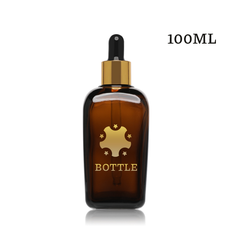 Square Glass Amber Essential Oil Bottles 15ml 25ml 35ml 50ml 100ml With Dropper