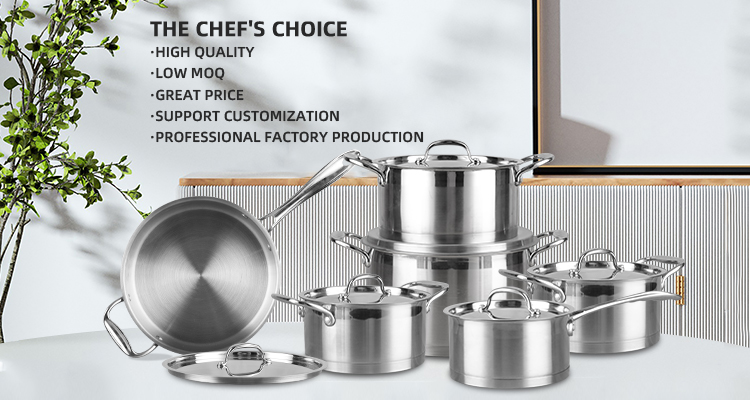304 Stainless Steel Pot Set Combination Pot Set Thickened Three Layers Non Stick Cookware Pans Frying Set Pots and Pans