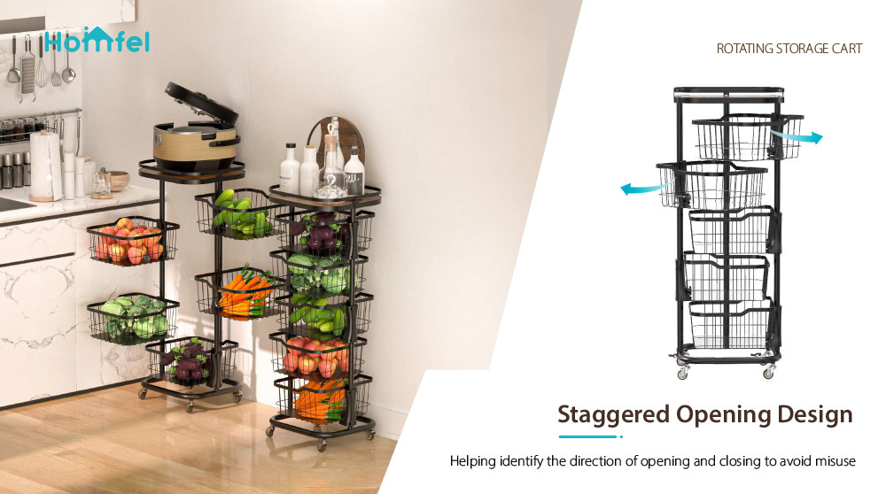 Rotating Storage Organizer Household Utility Cart Multifunctional Rolling Cart