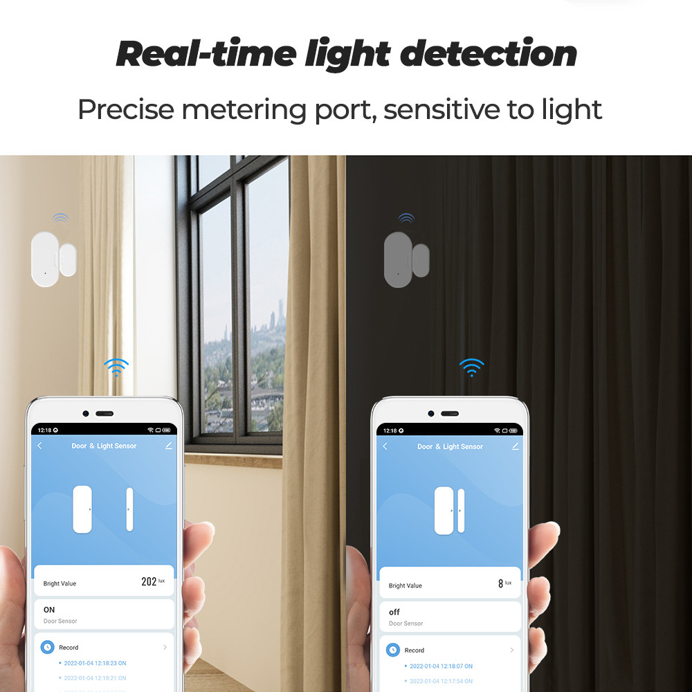 Tuya Smart zigbee Door Sensor+Light Sensor Illuminance Brightness Detector Window Drawer Wireless Open/Closed 2 In 1