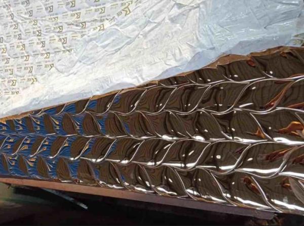 Ripple Stainless Steel Sheets Rose Gold Mirror Finish For Column Cover Cladding