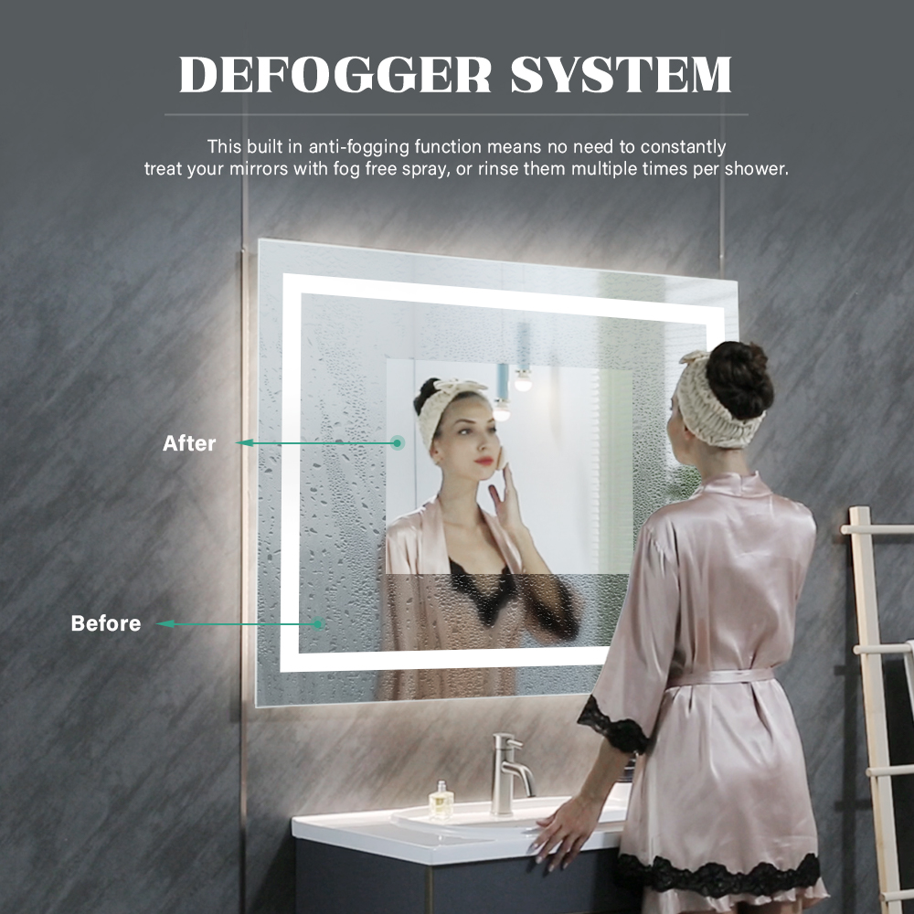 Metal Frame round led bathroom mirror Smart Touch Switch Round Illuminated Mirror