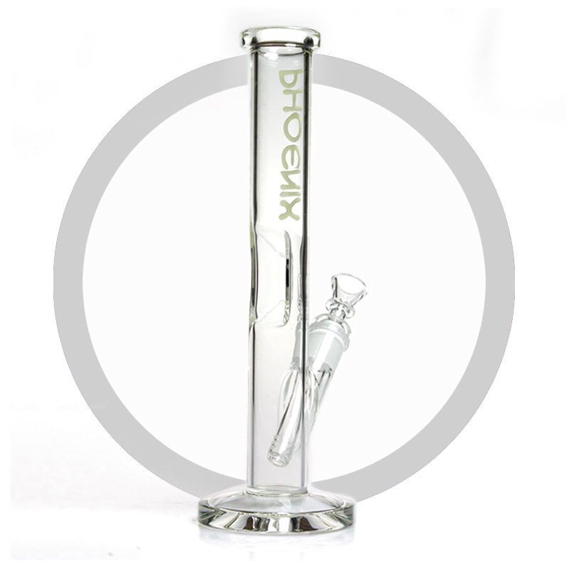 Phoenix 12 Inches Straight Tube Glass Smoking Water Pipe Ingot Ice Bongs Hookah