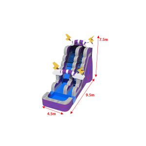 Inflatable Purple Thunder Water Slide With Pool Outdoor Playground