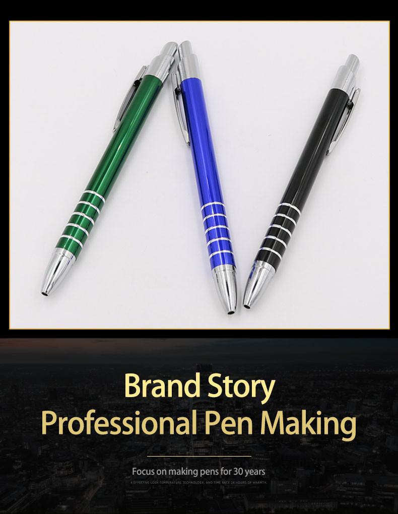 Office School Metal Barrel Ballpoint Pen 1.0mm Classic Aluminum Retractable Ball Pen