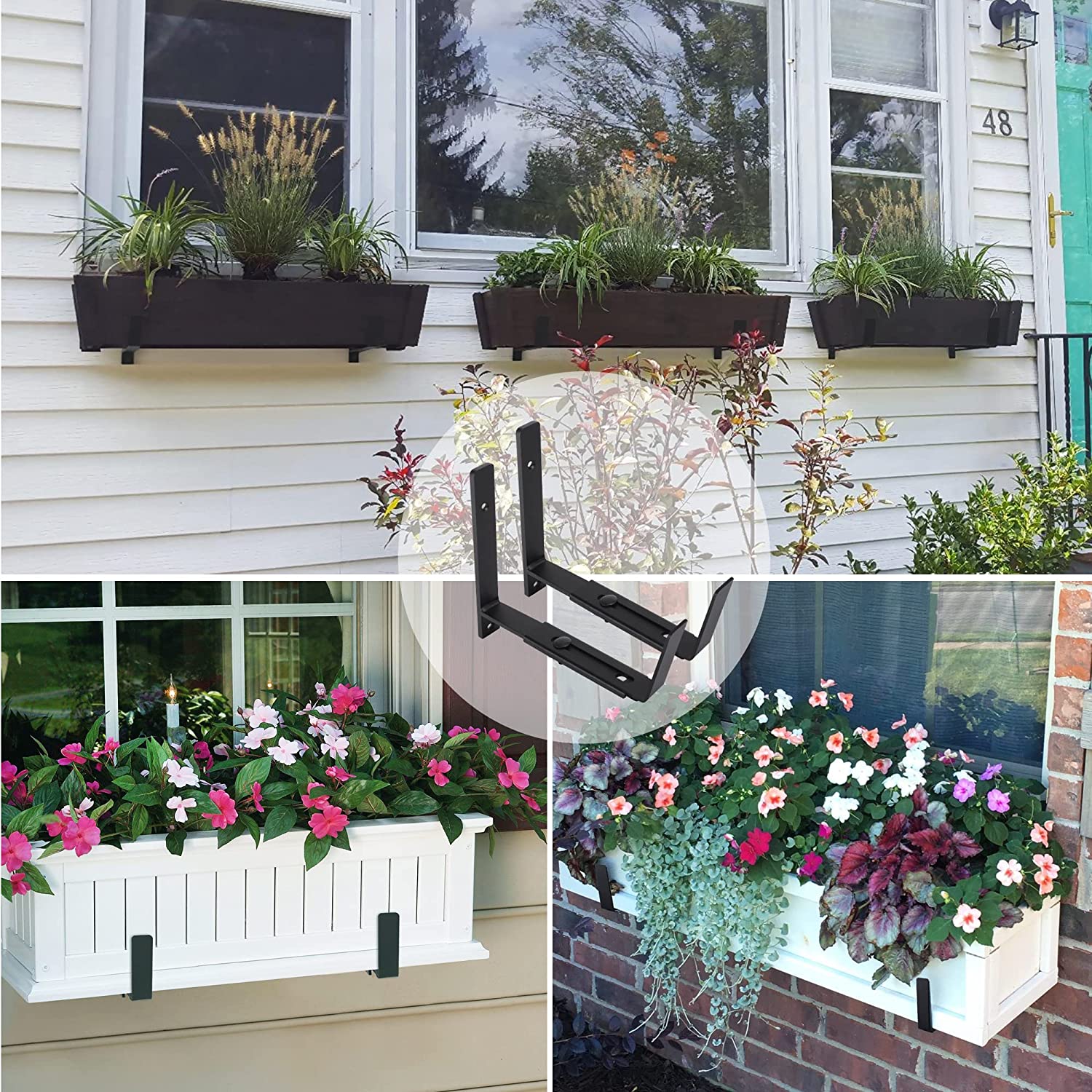 Standard Adjustable Planter Box Bracket 6 to 12 Inches for Window Boxes and Planters
