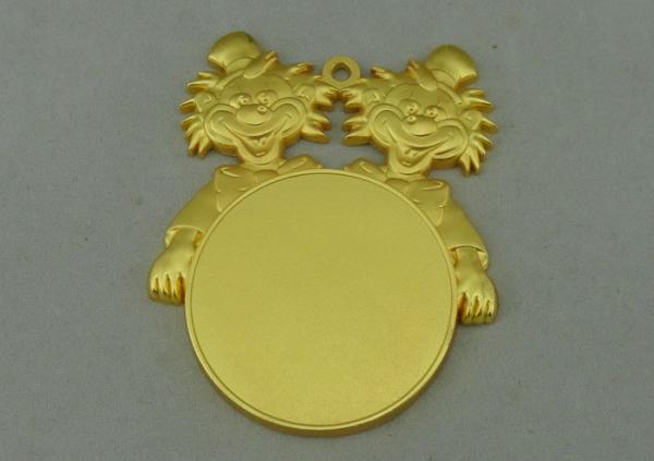 80 mm 3D Die Cast Medals Of Clown For Carnival , Zinc Alloy With Misty Gold