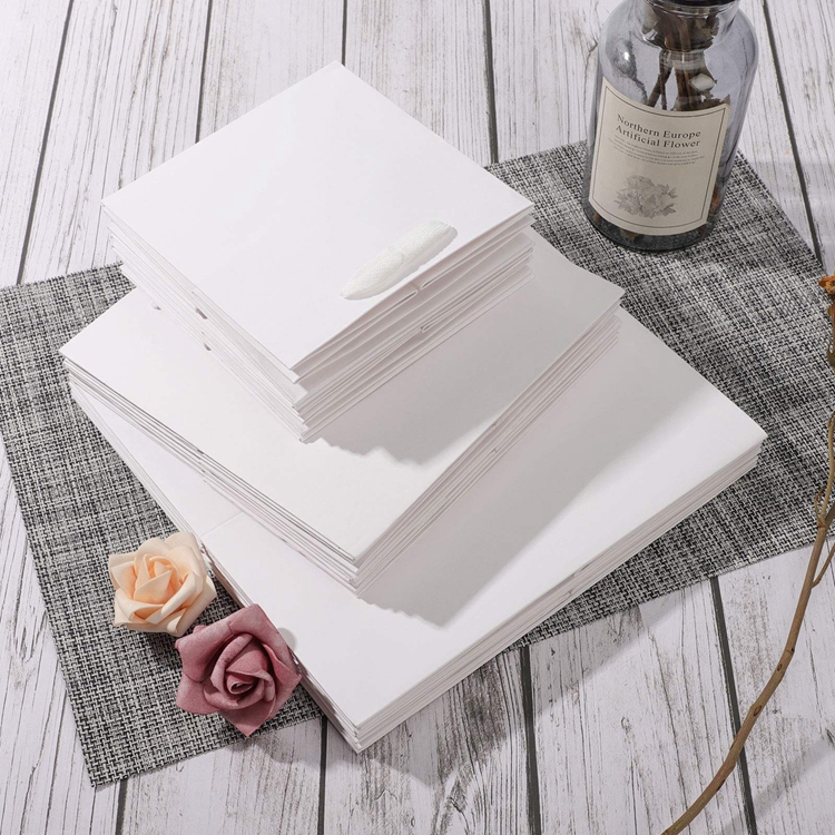 Foldable Strong White Flat Bottom Costume Clothing Jewelry Gift Shopping Cardboard Box Paper Bags