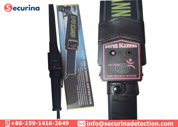 Black Color Security Metal Detector Wand 200mm Length Detection Area For