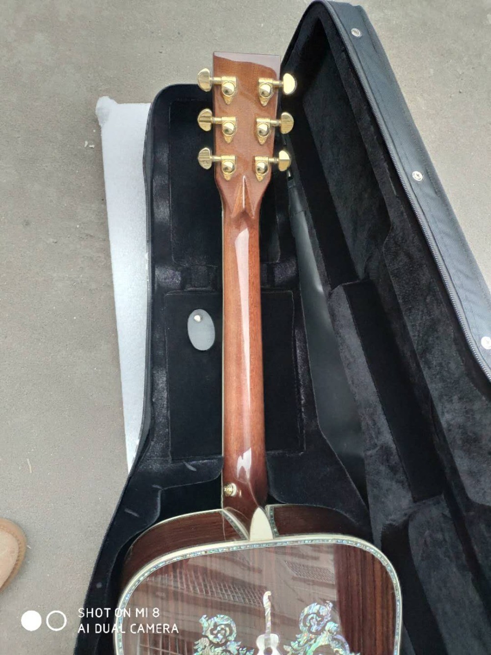 Handcraft deluxe abalone inlay binding solid spruce top cocobolo back sides D45l acoustic guitar