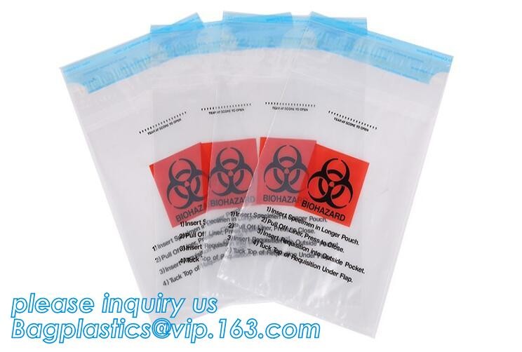 printing self adhesive biohazard waste bag, autoclave biohazard specimen transport bag, Medical Biohazard Plastic Poly B