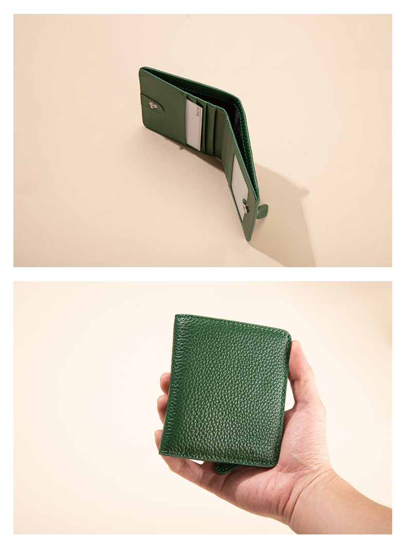 Low MOQ Mix Models Genuine Leather Wallet with RFID Blocking and Zipper Front Pocket