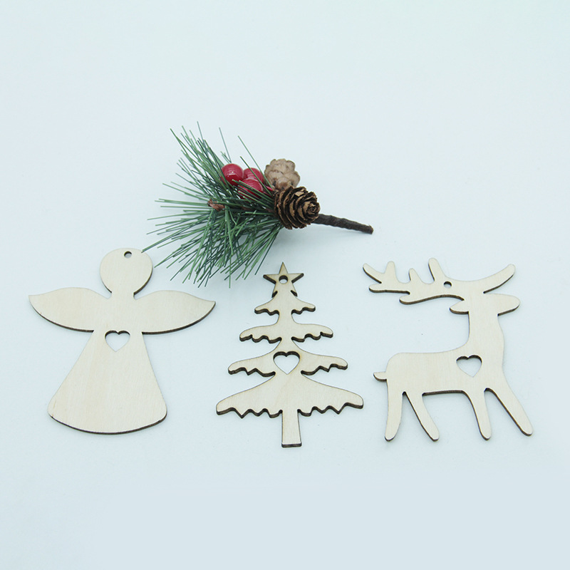 Customized wood chip processing love round five-pointed star six-sided square wooden laser cutting DIY plank