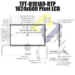 10.1 Inch Resistive TFT LCD Display With 1024x600 Resolution