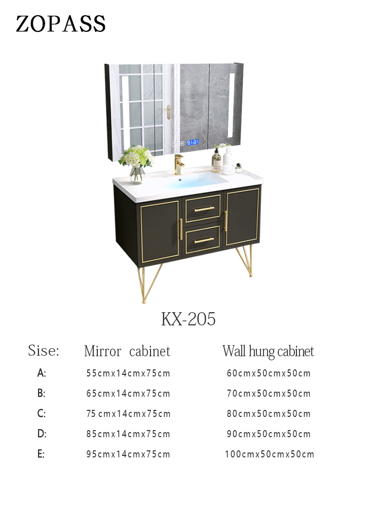 No Oxidation Bathroom Vanity Cabinet Custom Dark Blue Brown Color