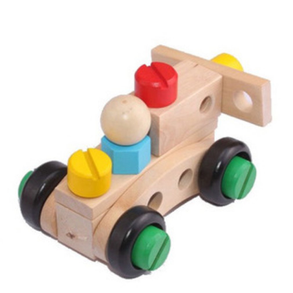 Children's Benefit Intelligence Disassembly Assembly Car Toy Solid Wood Assembly Intelligence 30 Pieces Screw Toy
