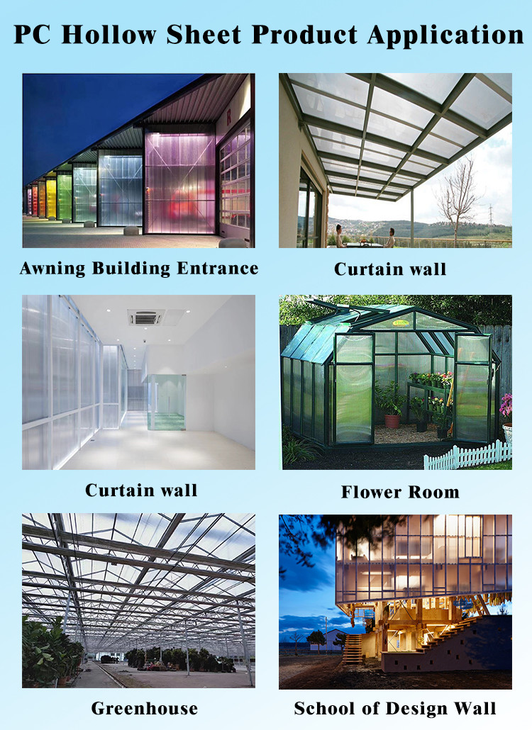 25mm 16mm 4mm Twin Wall Polycarbonate Sheet For Greenhouse