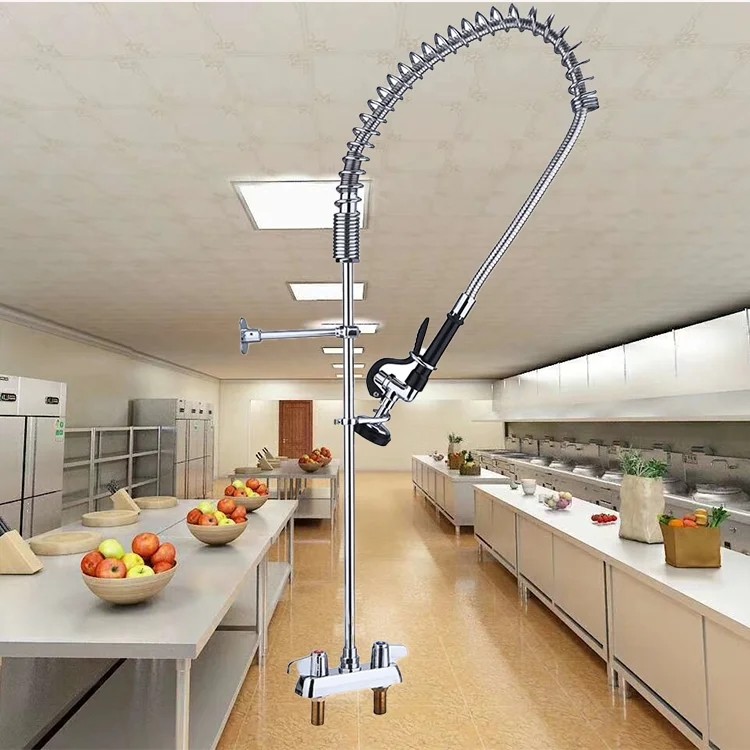 Polished Chrome Pre Rinse Faucet Wall Mounted Pre Rinse Sprayer