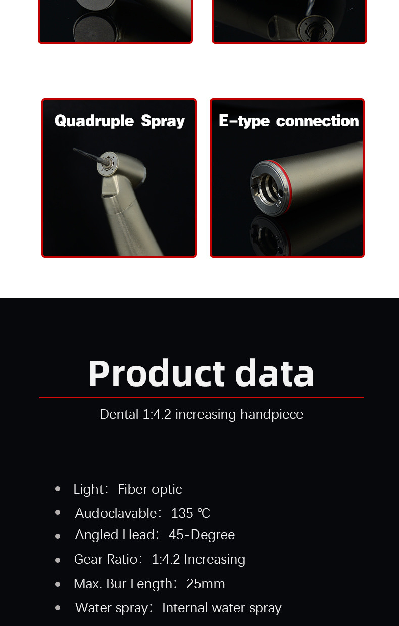 Red Ring Surgical Dental Handpiece Unit Practical Fiber Optic