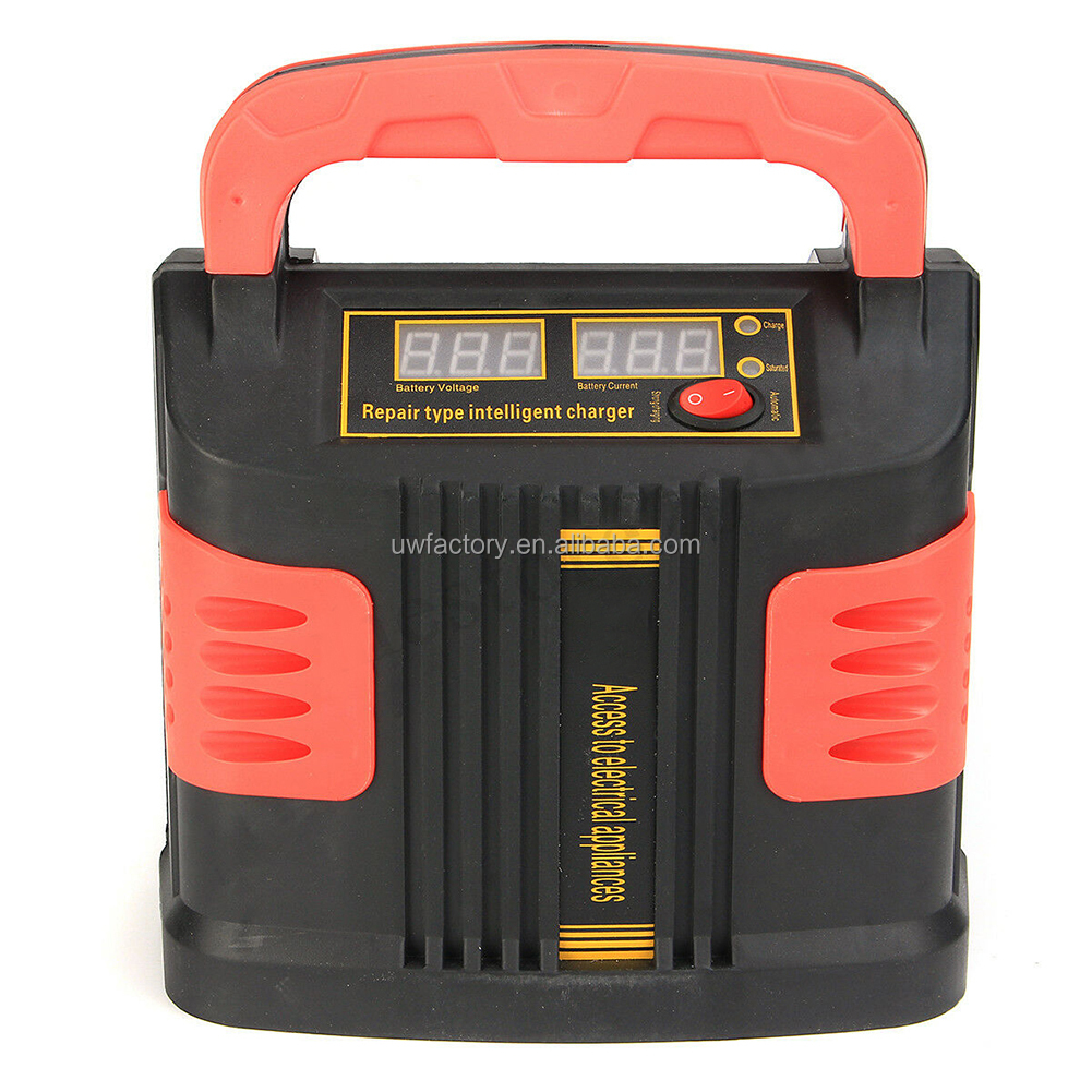 Full Automatic LCD Display 12V12A 24V6A Portable Car Battery Charger with Over-charging Protection and Repair Function